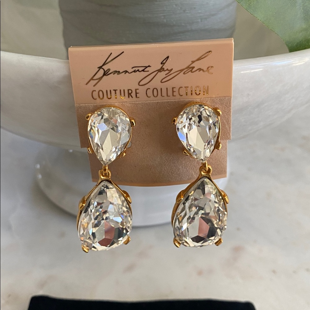 😍Kenneth Jay Lane Crystal Double Teardrop Earrings SOLD OUT! - Picture 4 of 9
